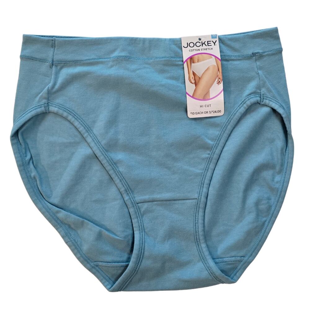 Jockey Women Cotton Stretch Hi Cut Panty 1555 Blue Underwear Size 5 Small New